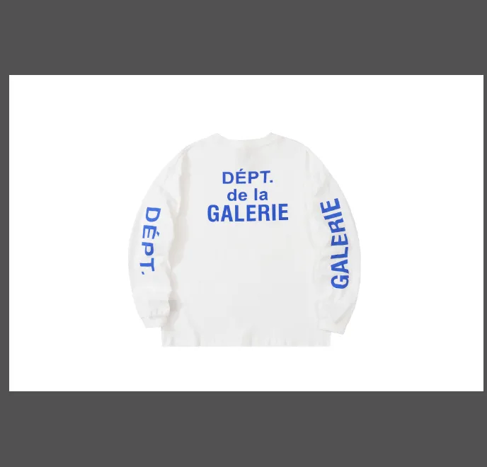 Gallery French Collector LOGO letter printed long sleeved T-shirt white gray S-XL