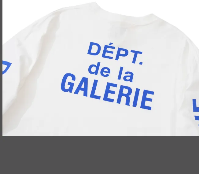 Gallery French Collector LOGO letter printed long sleeved T-shirt white gray S-XL