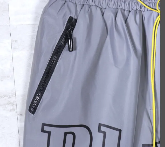 RHUDE new 3M reflective waterproof European and American style drawstring shorts