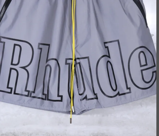 RHUDE new 3M reflective waterproof European and American style drawstring shorts