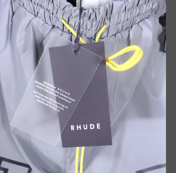 RHUDE new 3M reflective waterproof European and American style drawstring shorts