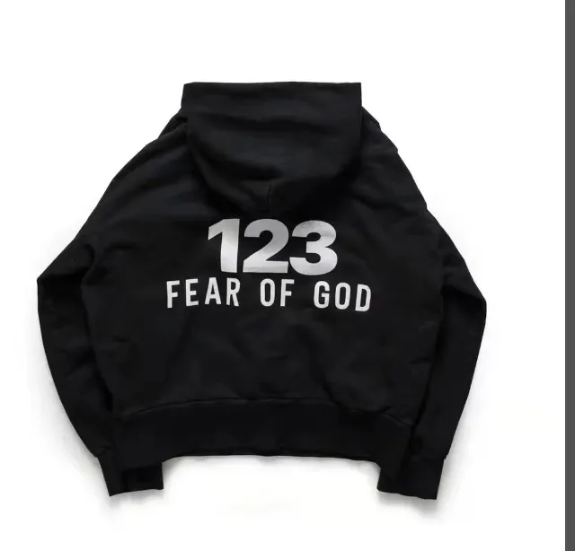 FEAR OF GOD x RRR-123 Heavy Weight Co branded Black Children's Printed Shoulder Drop Loose Hoodie Black Size 1, 2, 3