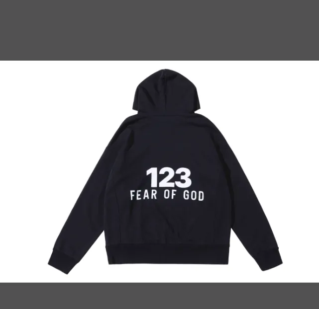 FEAR OF GOD x RRR-123 Heavy Weight Co branded Black Children's Printed Shoulder Drop Loose Hoodie Black Size 1, 2, 3