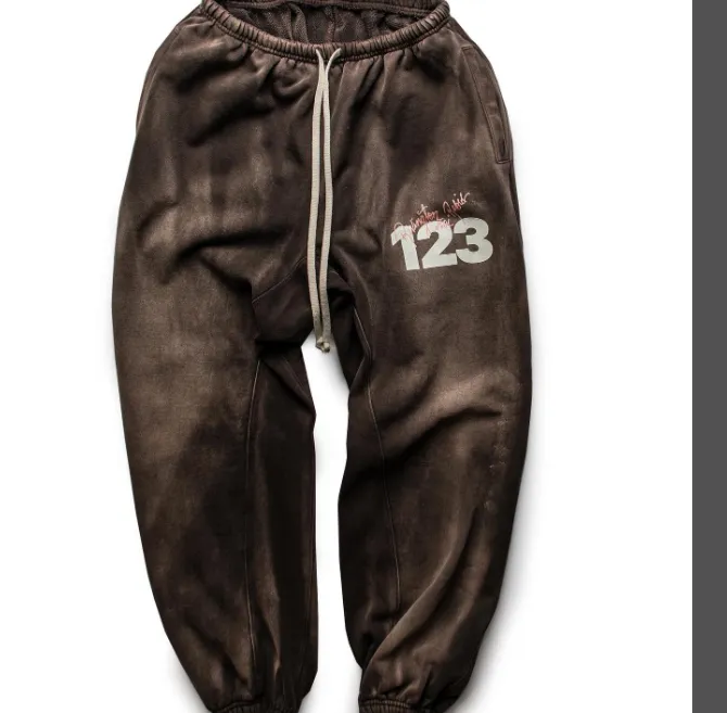 RRR123 washed and used letter printed sweatpants, purple brown, white green, size 1, size 2, size 3