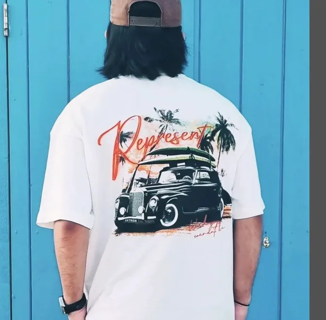 REPRESENT California limited edition coconut tree vintage car short sleeved T-shirt white S-XL size