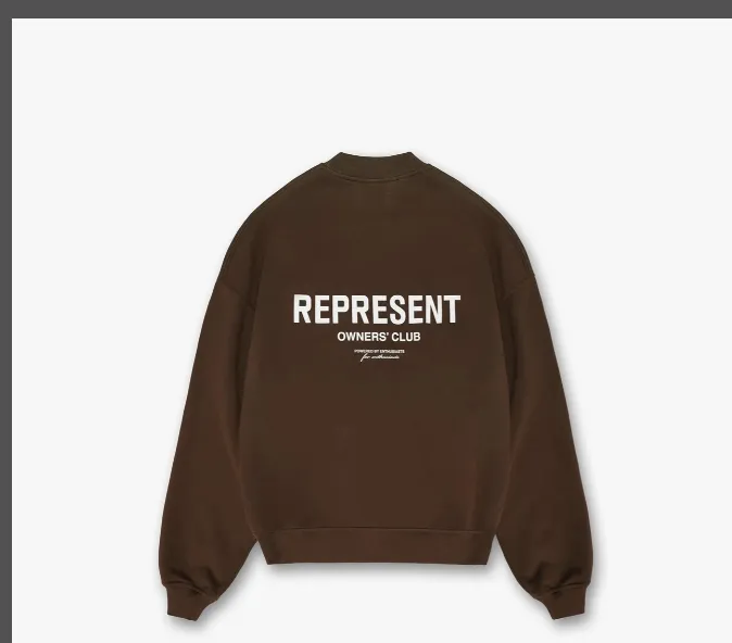 REPRESENT Minimalist slogan logo print round neck sweatshirt coffee color floral gray S-XL size