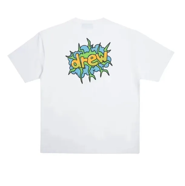 Drew HOUSE Limited Edition Explosion Logo English Printed Round Neck Short Sleeve T-shirt White Color Blue S M L XL