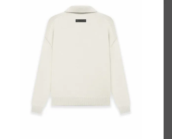 FEAR OF GOD ESSENTIALS 1977 Digital Plush Embroidery Polo Sweater Knitted Sweater in White and Black S-XL