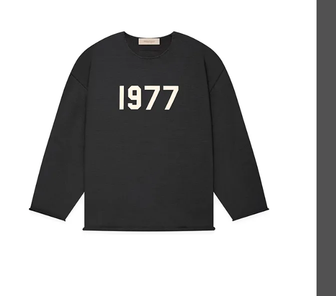 FEAR OF GOD ESSENTIALS 1977 Digital Plush Embroidery Round Neck Sweater Knitted Sweater in White and Black S-XL