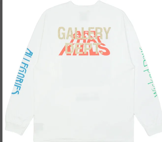 GALLERY DEPT MT.MARCI ALLEGORIES L S TEE USD Graffiti Letter Printed Round Neck Long Sleeve T-shirt White S M L XL