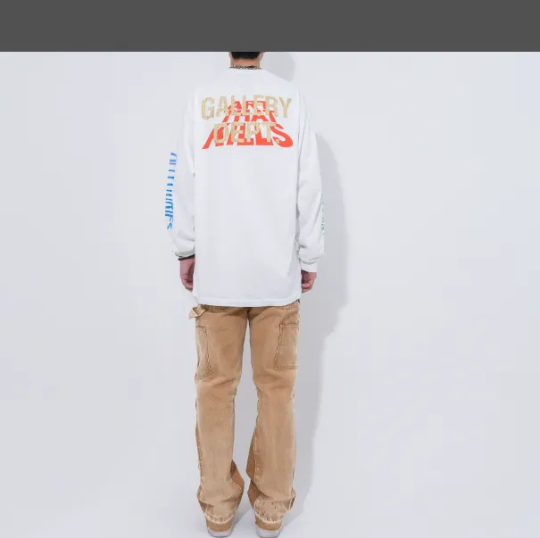 GALLERY DEPT MT.MARCI ALLEGORIES L S TEE USD Graffiti Letter Printed Round Neck Long Sleeve T-shirt White S M L XL