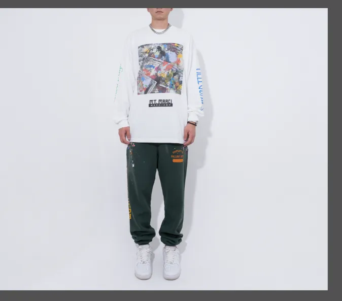 GALLERY DEPT MT.MARCI ALLEGORIES L S TEE USD Graffiti Letter Printed Round Neck Long Sleeve T-shirt White S M L XL