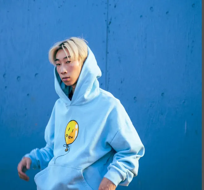 Drew HOUSE Joy Hoodie Cartoon Toy Balloon Smiley Face Printed Hoodie with Velvet Hoodie Sky Blue S M L XL