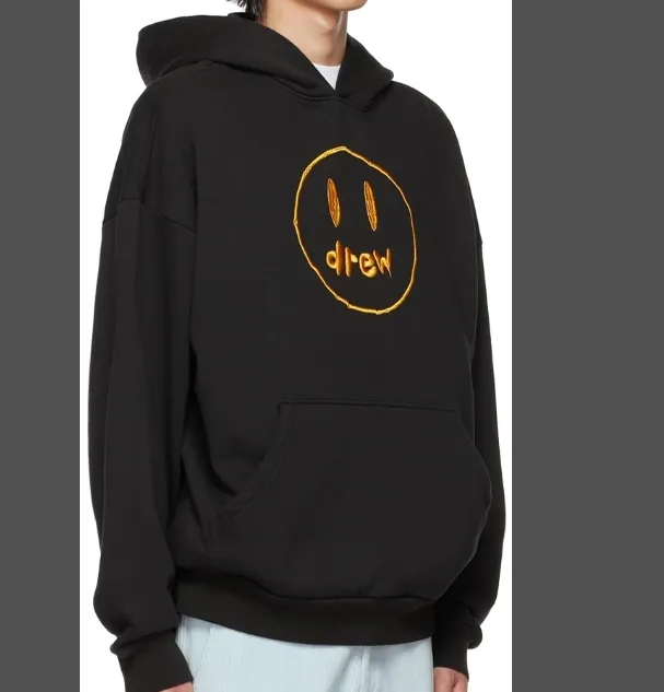 DREW HOUSE SSENSE Exclusive Painted Mascot Hoodie Limited Edition Embroidered Smiling Face Hoodie with Velvet Black Purple S M L XL