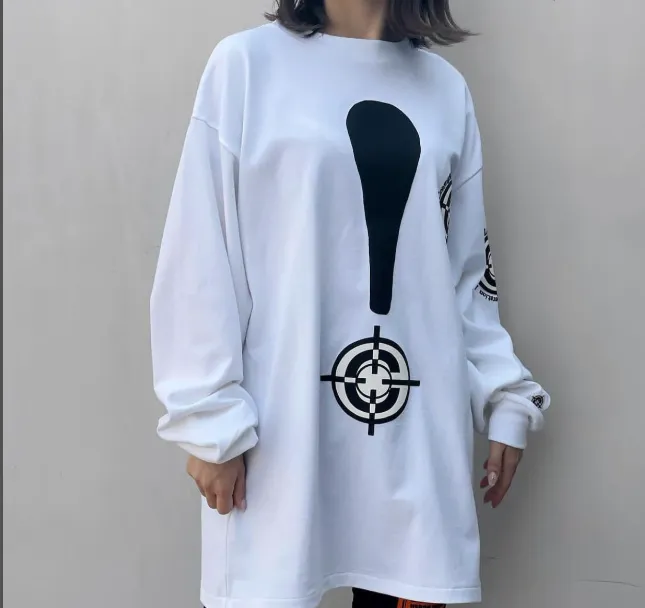 READYMADE TARGET LS TEE 3D foam exclamation mark logo printed long sleeved T-shirt black and white S-XL size