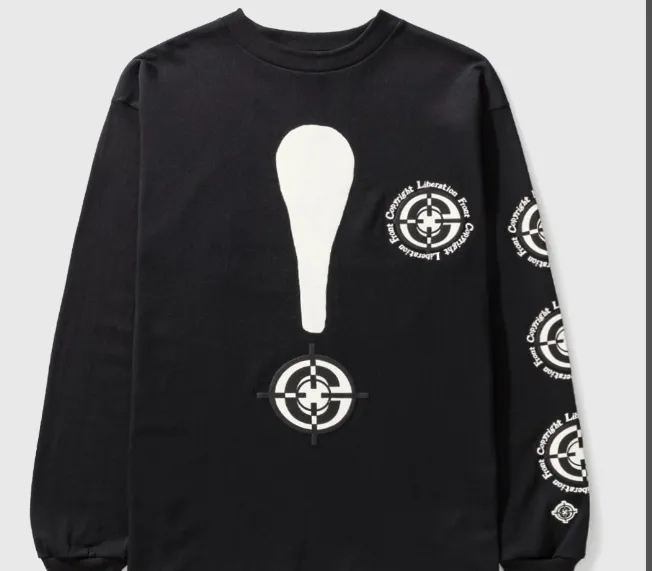 READYMADE TARGET LS TEE 3D foam exclamation mark logo printed long sleeved T-shirt black and white S-XL size