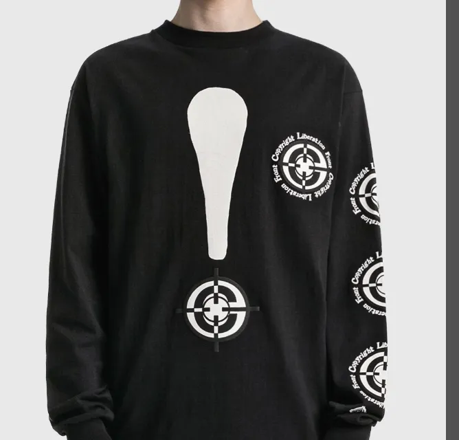 READYMADE TARGET LS TEE 3D foam exclamation mark logo printed long sleeved T-shirt black and white S-XL size