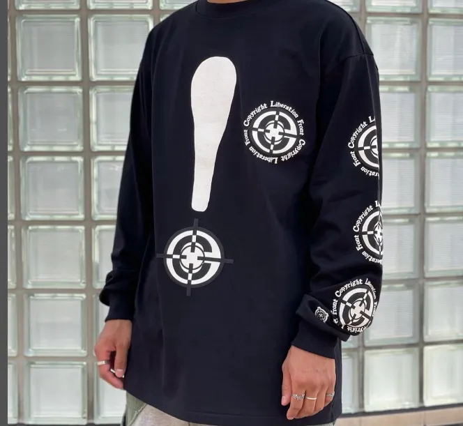 READYMADE TARGET LS TEE 3D foam exclamation mark logo printed long sleeved T-shirt black and white S-XL size