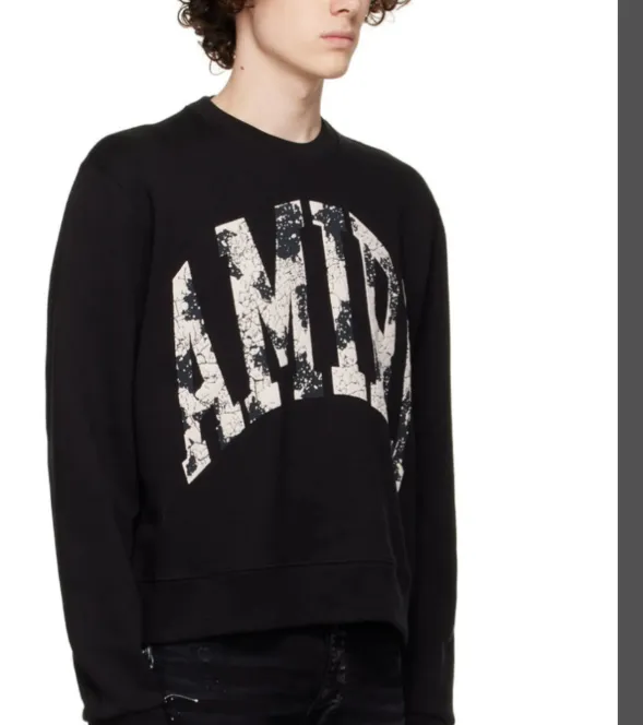 AMIRI foam 3D printed logo round neck hoodie black S-XL size