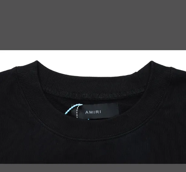 AMIRI foam 3D printed logo round neck hoodie black S-XL size