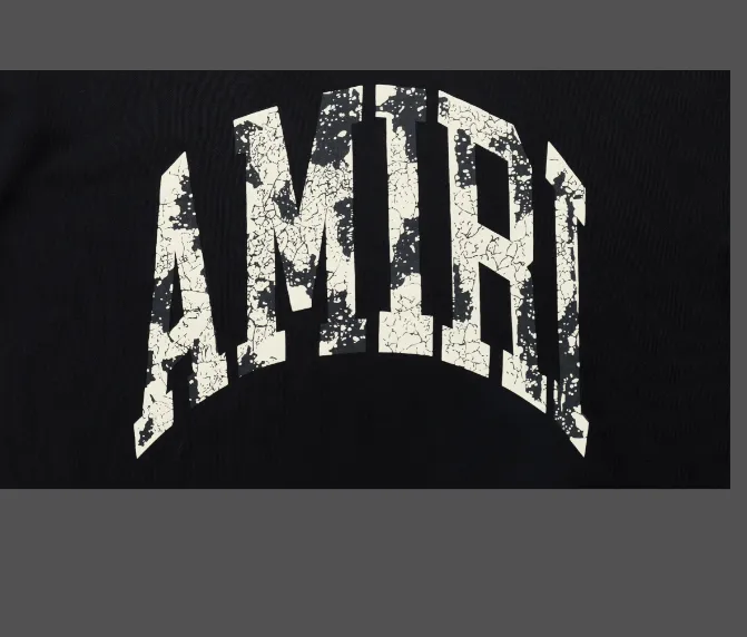 AMIRI foam 3D printed logo round neck hoodie black S-XL size