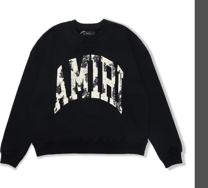 AMIRI foam 3D printed logo round neck hoodie black S-XL size