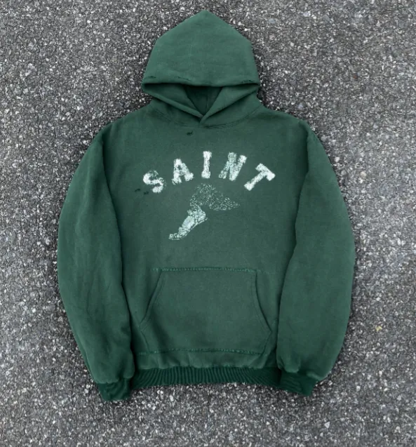 SAINT MICHAEL Graffiti Hand drawn, worn, washed, Vintage with fleece hoodie Size: S M L XL