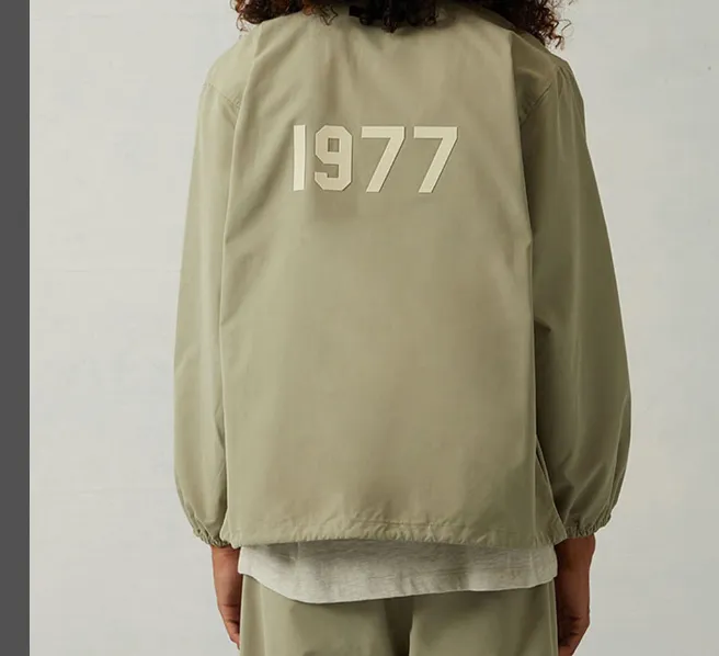 FEAR OF GOD ESSENTIALS 2022 Autumn Winter New Collection 1977 Coach Jacket Thick Plate Plush Printed Coach Jacket Coat Metal Grey Wheat White Sea Foam Green S M L XL