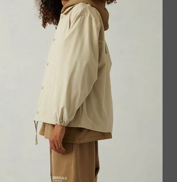 FEAR OF GOD ESSENTIALS 2022 Autumn Winter New Collection 1977 Coach Jacket Thick Plate Plush Printed Coach Jacket Coat Metal Grey Wheat White Sea Foam Green S M L XL