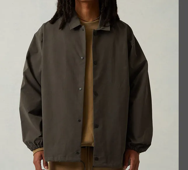 FEAR OF GOD ESSENTIALS 2022 Autumn Winter New Collection 1977 Coach Jacket Thick Plate Plush Printed Coach Jacket Coat Metal Grey Wheat White Sea Foam Green S M L XL