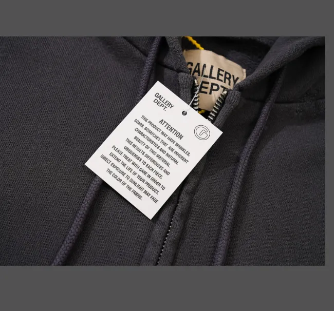 Gallery Dept. Gallery Dept Zip Up Hoodie Vintage Letter Printed Zipper Hoodie Grey Blue S-XL