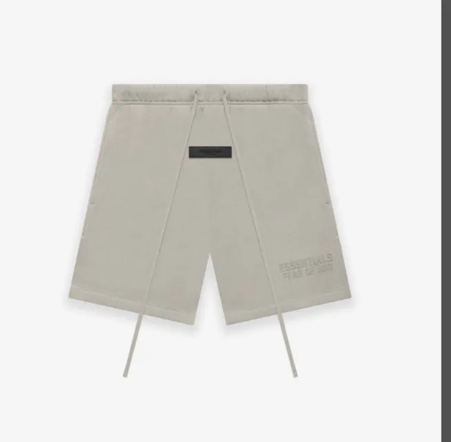 FEAR OF GOD Essentials 22FW High Street Logo Thick Edition Plush Drawstring Shorts Coral Milk Smoke Grey S M L XL