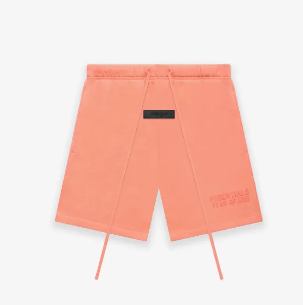 FEAR OF GOD Essentials 22FW High Street Logo Thick Edition Plush Drawstring Shorts Coral Milk Smoke Grey S M L XL