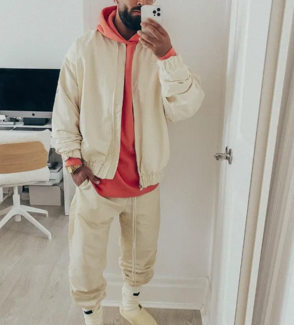 FEAR OF GOD ESSENTIALS 22FW New Color Thick Edition Plush Letter Logo Casual Sports Plush Pants Small Foot Guard Pants Coral Milk White Smoke Grey S M L XL