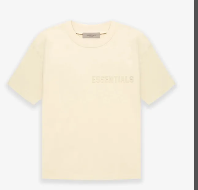 FEAR OF GOD ESSENTIALS 22FW New Color Thick Edition Plush Letter Logo Round Neck Short Sleeve T-shirt Coral Milk Smoke Grey S M L XL