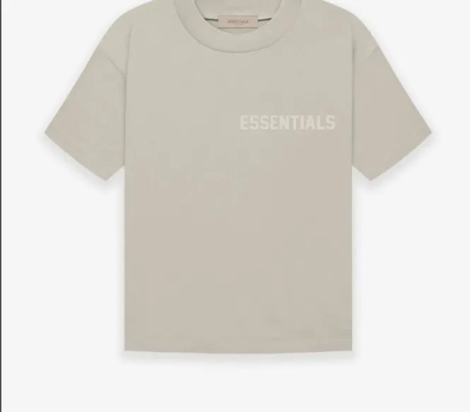 FEAR OF GOD ESSENTIALS 22FW New Color Thick Edition Plush Letter Logo Round Neck Short Sleeve T-shirt Coral Milk Smoke Grey S M L XL