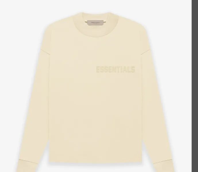 FEAR OF GOD ESSENTIALS 22FW LS TEE New Color Thick Edition Plush Letter Logo Round Neck Long Sleeve T-shirt Coral Milk White Smoke Grey S M L XL