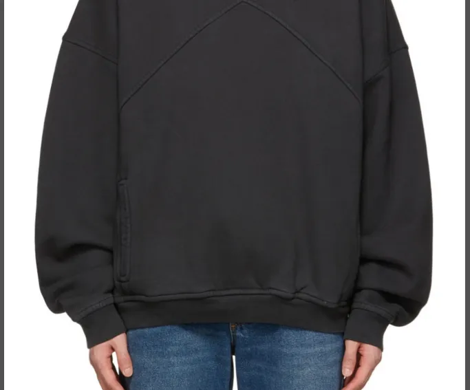 RHUDE slogan logo embroidered retro round neck fleece sweatshirt washed black jujube red S-XL