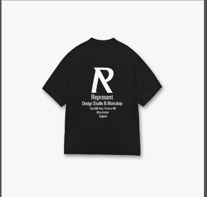 REPRESENT Studio Minimalist Letter Logo Slogan Printed Short Sleeve T-shirt Black S-XL