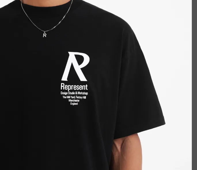 REPRESENT Studio Minimalist Letter Logo Slogan Printed Short Sleeve T-shirt Black S-XL