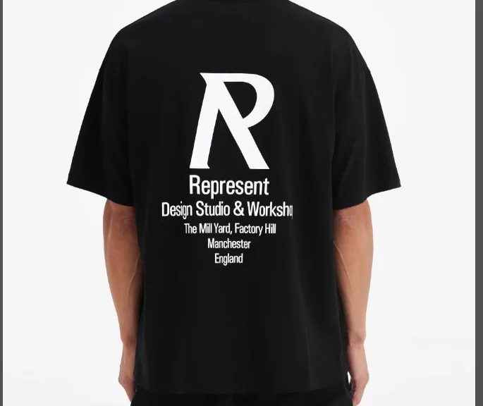 REPRESENT Studio Minimalist Letter Logo Slogan Printed Short Sleeve T-shirt Black S-XL