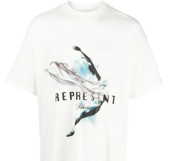 REPRESENT Abstract Dancer Girl Slogan Printed Short sleeved T-shirt Black White S-XL Size