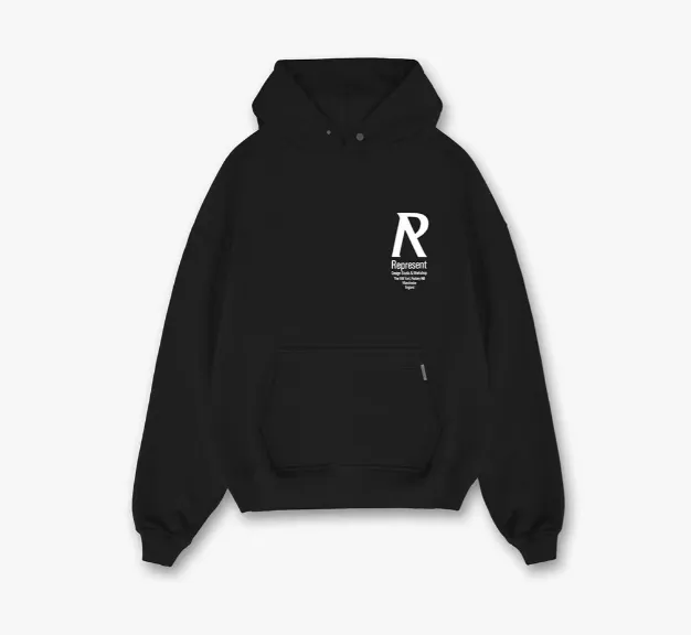 REPRESENT Studio Minimalist Letter Logo Slogan Printed Hoodie Black S-XL Size