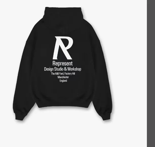 REPRESENT Studio Minimalist Letter Logo Slogan Printed Hoodie Black S-XL Size