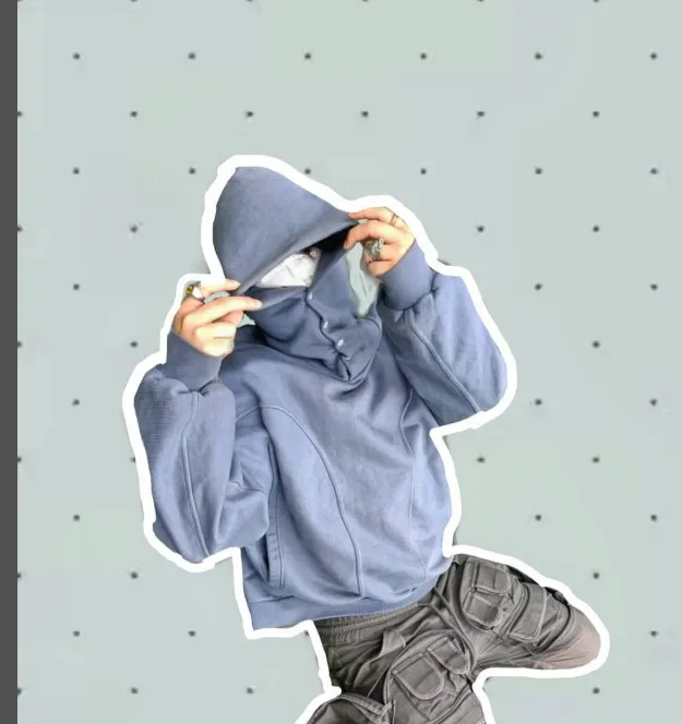 GRAILZ Buckle Cut Splicing Solid Color Vibe Hoodie Hoodie Sweatshirt Flower Grey Grey Blue Black Size 123