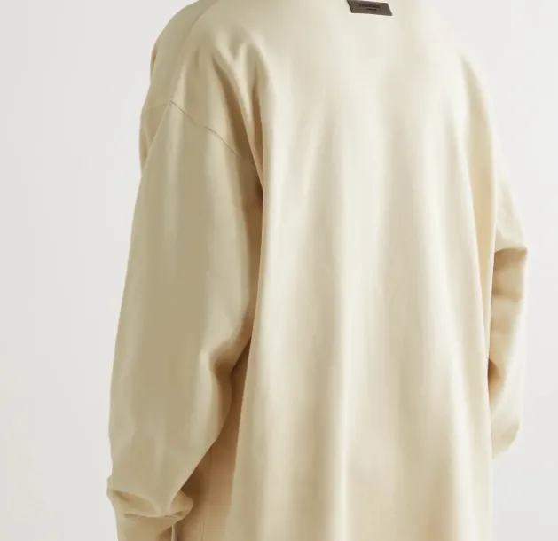 FEAR OF GOD FOG ESSENTIALS Double Line 1977 Digital Plush Printed High Street Polo Long Sleeve Heavy duty Woolen Hoodie Coral Milk White Smoke Grey S M L XL