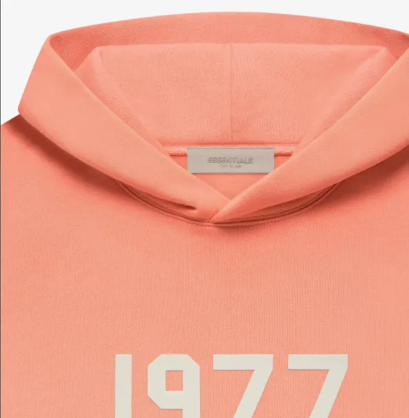 FEAR OF GOD ESSENTIALS 1977 Digital Plush Hoodie Ash Feather Apricot Coral Orange S-XL