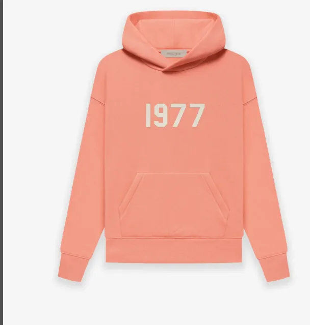 FEAR OF GOD ESSENTIALS 1977 Digital Plush Hoodie Ash Feather Apricot Coral Orange S-XL