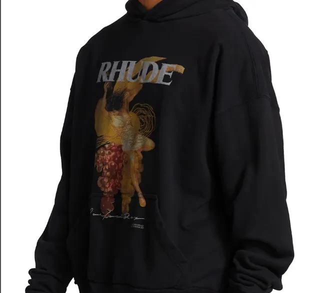 RHUDE A PERFECT DAY HOODIE Grape Figure Printed Hoodie S M L XL Black