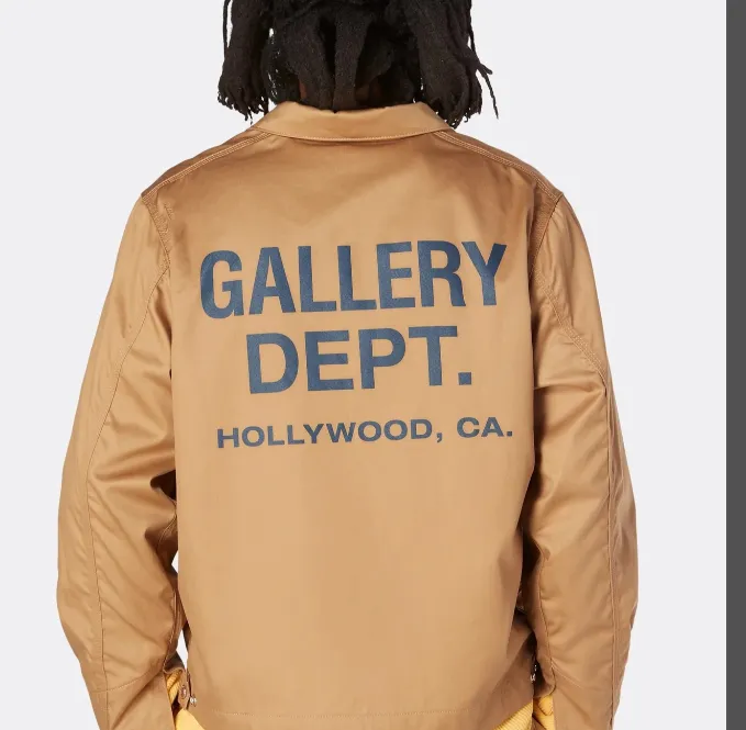 Gallery Dept. LOGO Coach Jacket with English letter print basic Kahat base plate coach jacket in black, off white, brown, S M L XL